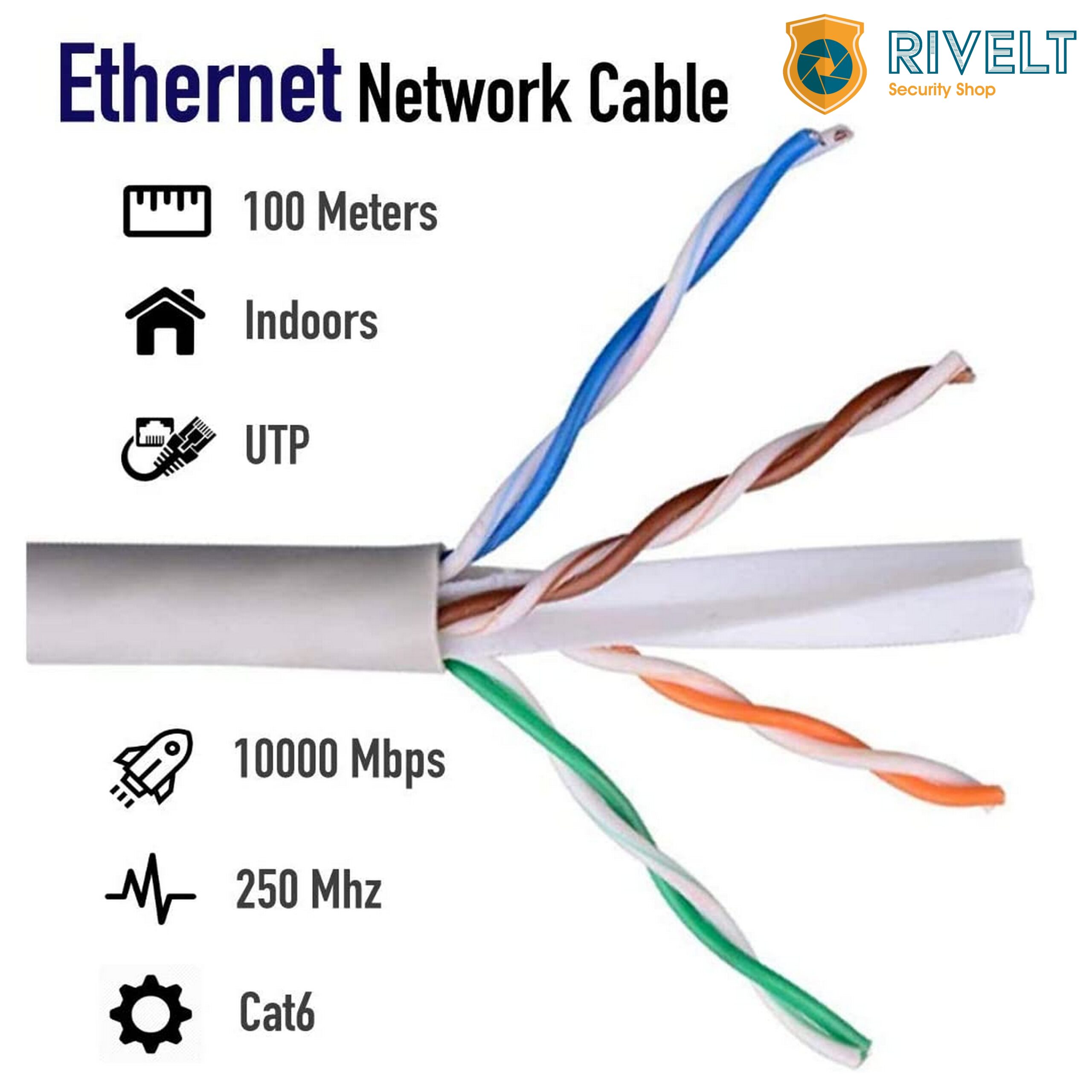 Cavo di Rete Ethernet CAT6, AWG24, CCA, UTP, RJ45 100 Metri